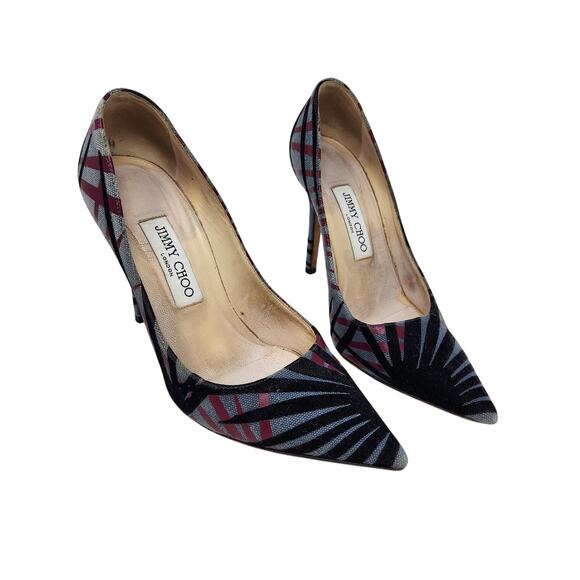 Canvas Abel Stiletto Heels Pointed Toe Pumps Multicolor Slip On Size 37 - Picture 1 of 11